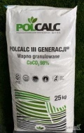Wapno Granulowane POLCALC III Generacji pakowan po 25 kg.
