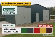 Duży Garaż blaszany|Magazyn|Wiata|Rolnicza Hala Stalowa – GRZYWSTAL
