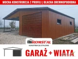 Garaż Blaszany z ZADASZENIEM BOCZNYM WIATA Garaże Blaszane – ROMSTAL*